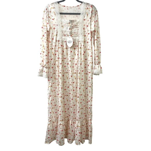 NWT Rubehoow Women's Nightgown Victorian Long Sleeve Pockets Pink Rose‎ Size S - Picture 1 of 5
